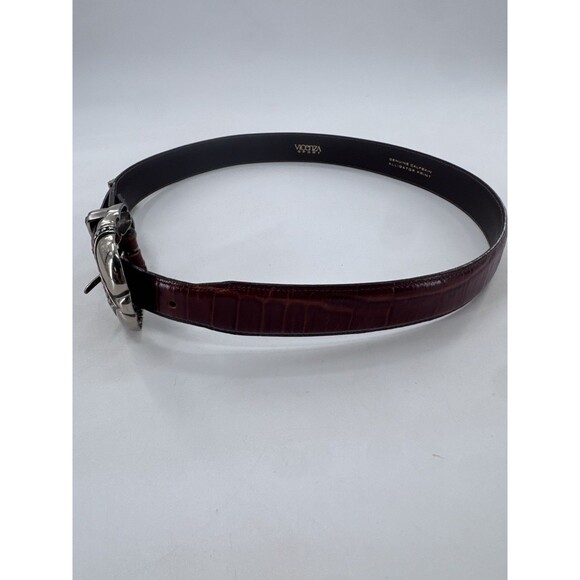 VICENZA Sport Sterling Silver Buckle On Brown  Alligator Print Calfskin Belt 34 main image 12